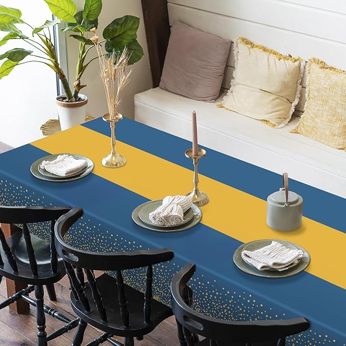 Childom 3 Pack Graduation Tablecloth,Graduation Decorations Class of 2026 Graduation Party Decorations,54"x108" Blue and Gold Plastic Table Cloth Disposable for Home,School,Birthday,Wedding,Parties