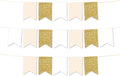 Andaz Press Hanging Pennant Banner with String, White, Ivory, Faux Gold Glitter, 1-Set, 24 Pennants, Approx. 12-Feet Long