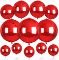 12Pcs Red Round Balloons Foil, 22" 18" 15" 10" 4D Round Ball Balloon, Big Metallic Red Foil Balloons Helium for Valentine Day Graduation Christmas New Year Prom Birthday Party Decorations Supplies