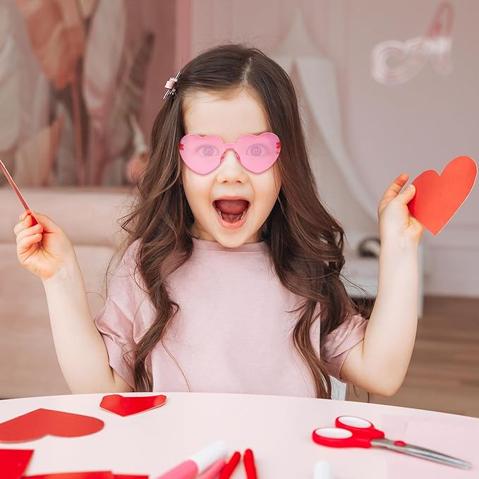 JOYIN 12 Packs Valentine's Day Plum Pink and Red Heart Shaped Sunglasses, Classroom Exchange Gift for Kids, Classroom Holiday Prizes, Sunglasses for Women and Girl, Party Favor Holiday Reward
