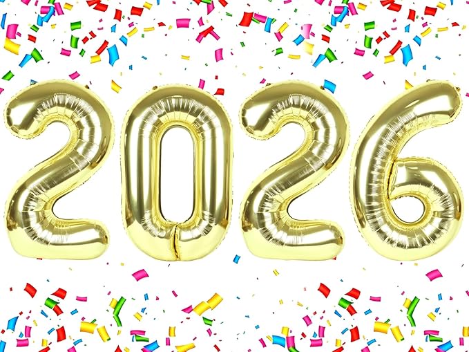 2026 Gold Foil Balloons 40 Inch, Aluminum Foil Balloons 2026 for Happy New Year 2026, Light Gold New Years Eve Decorations Graduation Supplies