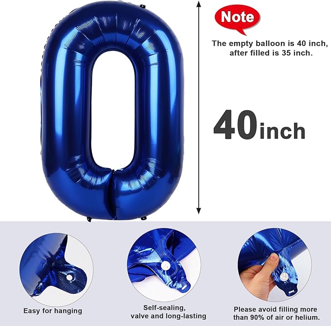 Number 0 Balloons 40 Inch Navy Blue Number Balloons for 10 20 30 40 50 60 70 80 90 100 Numbers Balloon Birthday Decorations Wedding Event Baby Shower
