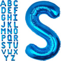 40Inch Blue Letter S Balloon Foil Helium Letter Balloons A-Z Giant Large Mylar Big Party Balloon for Birthday Party Decorations