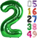 Dark Green Number 2 Balloon 40 Inch, 2nd Birthday Decoration for Toddlers Girls Boys, Sparkling 2 Number Balloon Party Decor