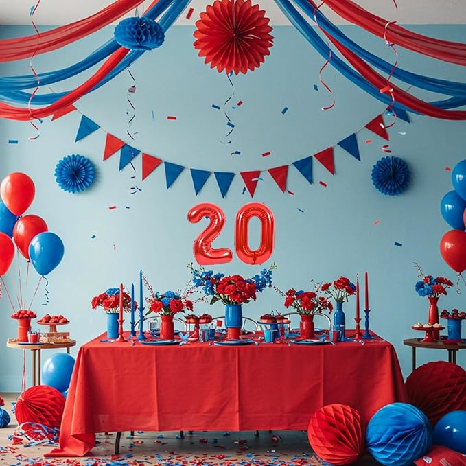 TONIFUL Balloons 16 Inch Red 0-9 Number Mylar Foil Balloons 10 Pcs Custom digitalal Balloons for 2026 New Year Eve Birthday Party Engagement Graduations Anniversary Baby Shower