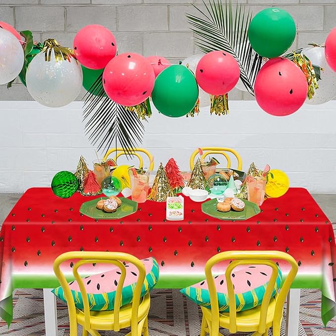 LKITMIUT 4 Pack Watermelon Party Tablecloth Watermelons Table Cover One in A Melon Plastic Table Cloth Watermelons Theme Tablecloth Watermelon Birthday Party Supplies Fruit Theme Decor 86 x 51 Inch
