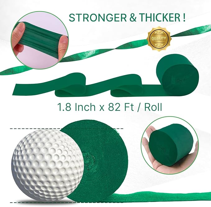 PartyWoo Crepe Paper Streamers 4 Rolls 328ft, Shades of Green for Party, Wedding, Birthday & Baby Shower Decorations (1.8 Inch x 82 Ft/Roll)