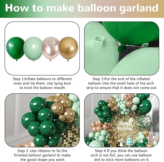 Christmas Balloon Arch Kit Green and Gold Balloon Garland Emerald Forest Hunter Dark Green Sage Champagne Gold Metallic Party Balloon for Xmas Ugly Sweater Friendsmas Holiday Party Decoration