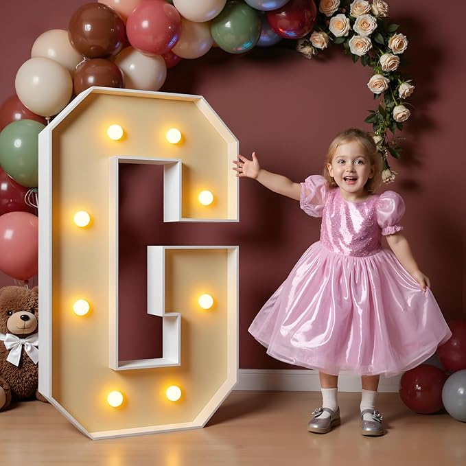 imprsv 3FT Block Marquee Letters, Light Up Letters for Birthday, Baby Shower, Wedding & Engagement Parties, G
