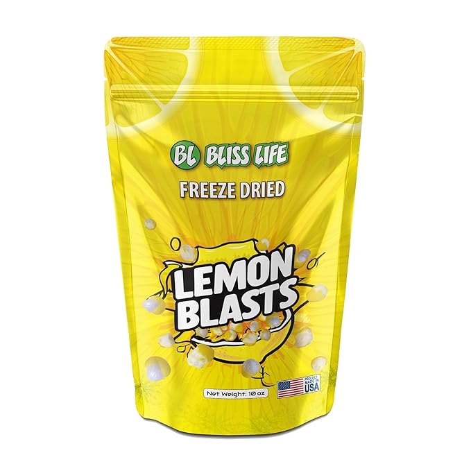 Bliss Life Freeze Dried Lemon Candy, Sour Crunchy Sweet, For Parties, Classroom, Office, Goodie Bags, Snack for Kids Variety of Flavors (10oz)