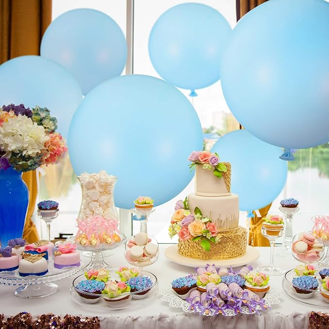 18 Pack 18/24 / 36 Inch Balloons Large Latex Giant Round Big Macaron Balloons for Wedding Birthday Party Baby Shower Decorations(Blue)