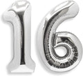 AULE 40 Inch Big Silver Foil Mylar Number Balloons for Boy Girl 16th Birthday Party Decorations 16 Years Old Giant Anniversary Party Supplies