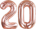 AULE 40 Inch Large 20 Number Balloons Rose Gold Big Foil Number Balloons Giant Helium Happy 20th Birthday Party Decorations for Women Huge Mylar Anniversary Supplies