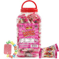 50 Candy Watches Party Favors for Kids - Bulk 50 Count of Pink Individually Wrapped Candy Bracelets with Colorful Fruit Flavor - Stretchable, Edible, Fruity Flavor Rainbow Candies for Party Favor Supplies