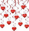 BEISHIDA Red Heart Hanging Swirl Valentine Day Decoration Pre-Strung Hanging Ornament for Wedding Anniversary Engagement Proposal Party Supplies Romantic Party Decorations, Pack of 15