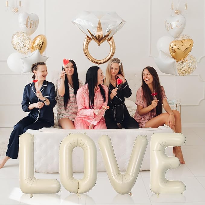 Cream LOVE Letter Balloons,40 Inch Love Balloon Beige Helium Big Nude Balloon for Anniversary Wedding Party Decorations