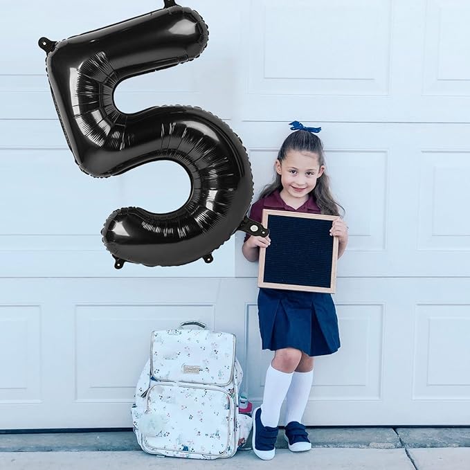 Balloon Numbers 40 Inch 5 Ballon for 5th Birthday Decorations, 15 25 35 50 Big Black Number Balloons for Wedding Photo Shoot Party Decor