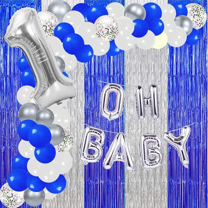 Graduation Backdrop Curtain 2026, Blue Silver Party Decorations Metallic Tinsel Foil Fringe Curtains Photo Booth Streamer Background for Birthday Wedding Party Christmas Decor(3 Pack)