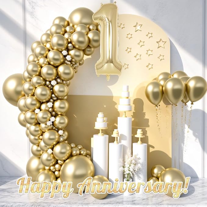 Light Gold Number 1 Balloon 40 Inch, Big Large Foil Helium Number Balloons, Jumbo Giant Mylar Number 1 Balloons for 1st first Birthday Party Decorations Supplies Anniversary