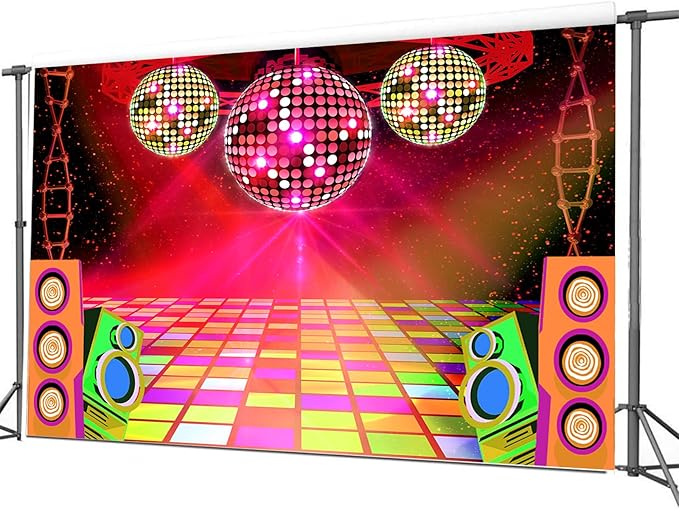 12X10 ft Dance Party Backdrop Retro 70s 80s 90s Theme Glitter Stage Dance Ball Background Disco Party Decoration DJ Backdrop Banner for Birthday Party Prom Portrait Photo Shoot Polyester, Blue010