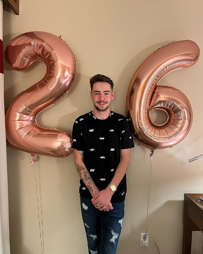 Rose Gold Number 18 Balloon 40 inch, 18 Number Balloons, 18th Birthday Decorations, 18 Year Old Women Men Rose Gold Party Supplies
