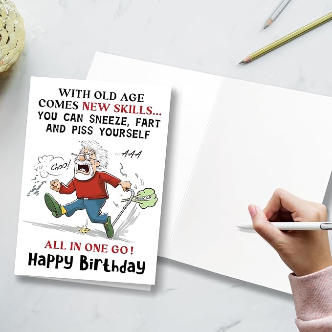 Funny Birthday Card for Grandpa Brother Husband Dad, Happy Birthday Card for Men Seniors, Funny Getting Older Birthday Card for Men, Old Age Bday Greeting Card