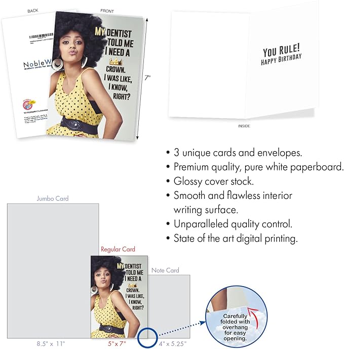 NobleWorks Assortment Pack of 3 Funny Birthday Greeting Cards with Envelopes (3 Designs, 1 Each) Women Talk VC10238BDG-C1x3-ET