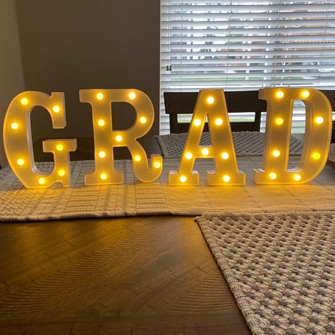 4 LED Marquee Light Up Letter “Grad” Graduation Party Decorative Lights,2026 School Senior College Graduation Party Supplies