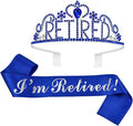 JETKONG Retirement Party Decorations Retired Tiara/Crown, Retired Sash for Women Retirement Gifts, Retirement Party Supplies, Gifts, Favors (Dark Blue)