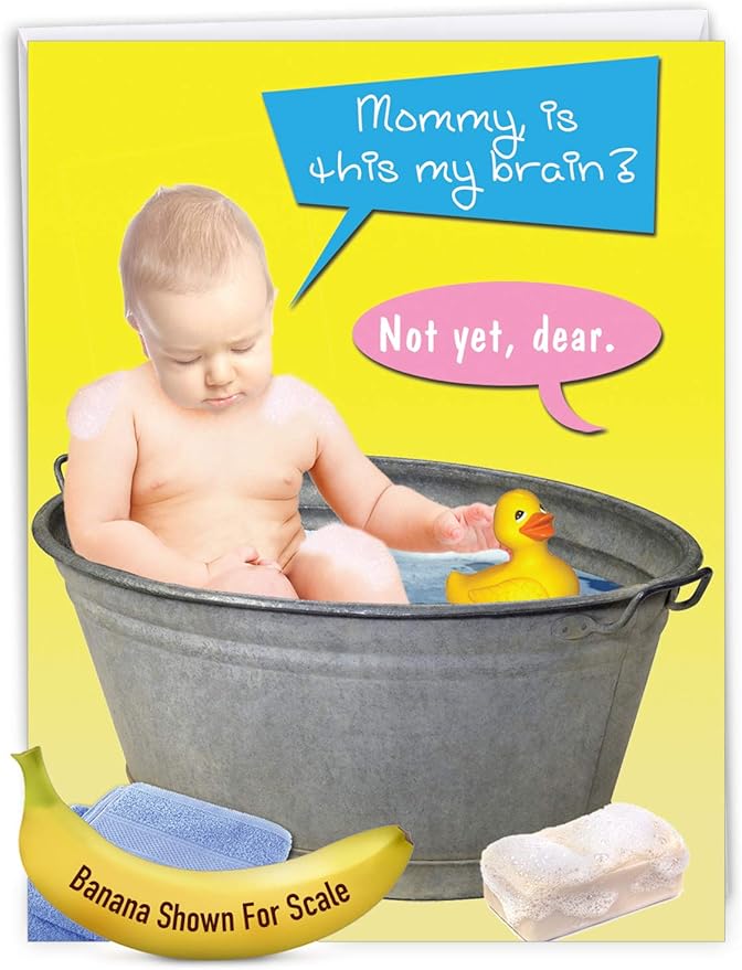 NobleWorks Jumbo Hilarious Birthday Greeting Card 8.5 x 11 Inch with Envelope (1 Pack) Oversize Jumbo Bday My Brain J9697