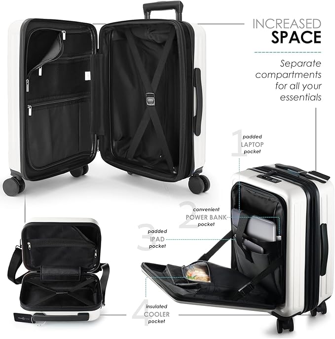 TRAVELARIM Hard Shell Luggage Sets with Spinner Wheels 4 Piece, Expandable Large Suitcases with TSA Lock, Travel Large Suitcase Set, White Luggage Set