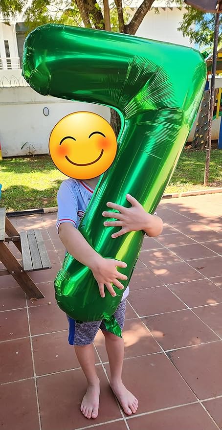 40 Inch Number 7 Balloon, Dark Green Seven Birthday Decor, 7 17 27 70 Year Old Balloon Number for Engagement, Wedding, Graduations