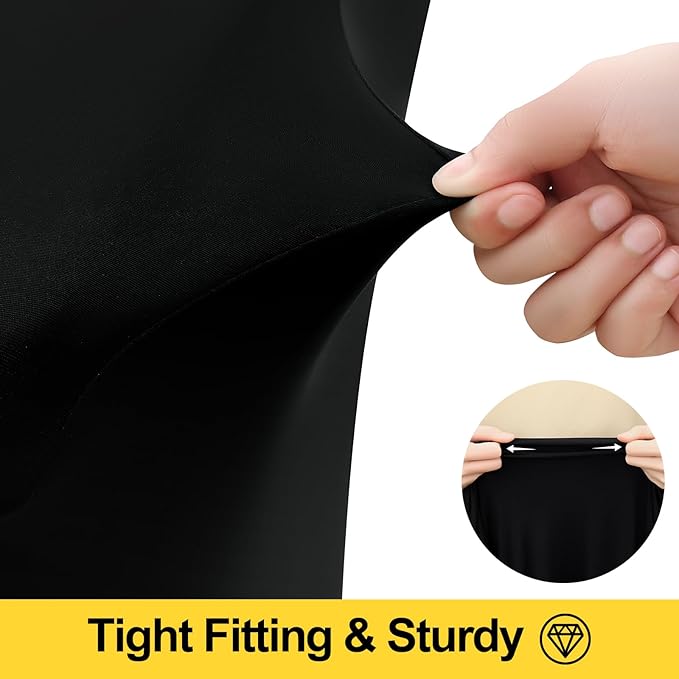 Smiry Spandex Tablecloth, Elastic Fitted Stretch Tablecloth for 8FT Rectangle Tables, Waterproof Washable Table Cover Skirt for Outdoor, Wedding, Banquet & Parties (Black, 96Lx30Wx30H Inch)