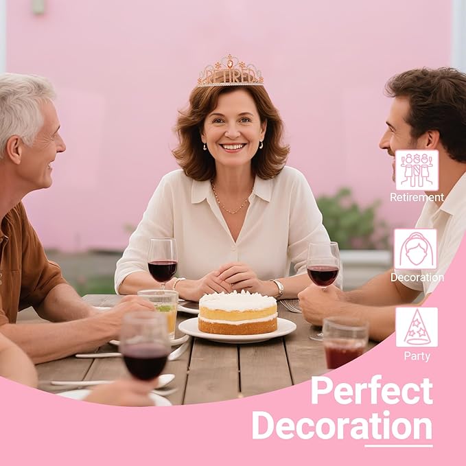 Retirement Party Decorations with Tiara and Sash for Women, Happy Retired Crown and Sash for Gift