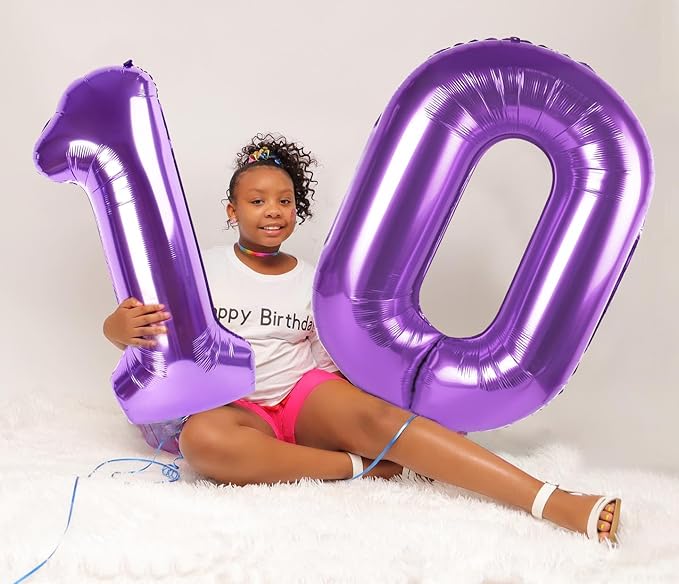 Number Balloons 1, 40 Inch One Balloons for 1st Birthday Girl Boy 1 11 21 Party Decorations Baby Shower Photo Shoot, Purple 1 Balloon