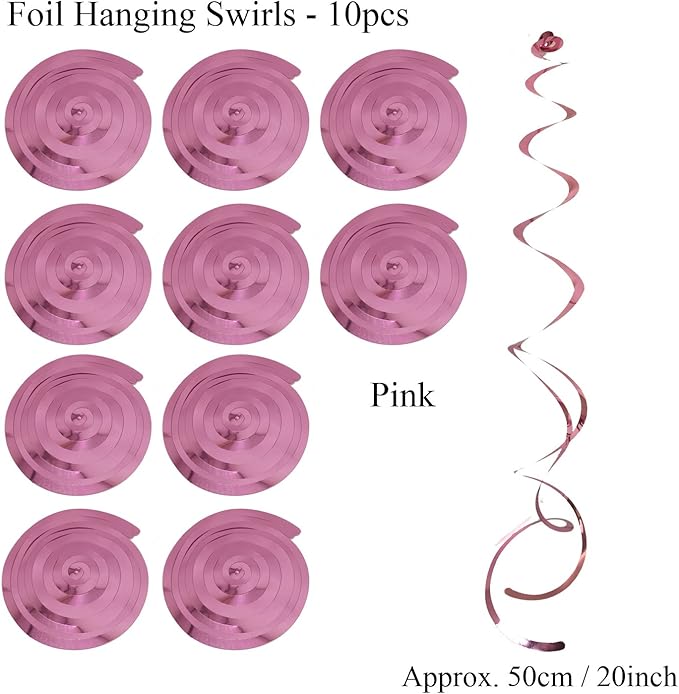 ZERODECO Birthday Decoration Set - Happy Birthday Banner, Paper Fans, Tissue Pom Poms, Hanging Swirls and Balloons in Pink, White and Red
