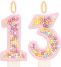 Birthday Candles - Number 13 Candle, Colorful Macaron Candles, 13 Birthday Girl Decorations, Sweet Cake Decorations, Sweet Theme Party Supplies (Pink)