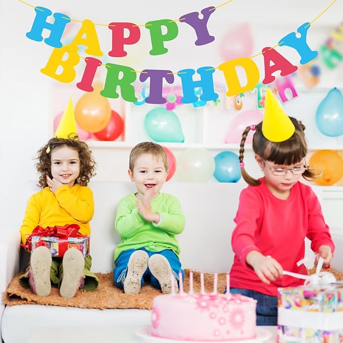 Colorful Happy Birthday Banner Rainbow Bunting Party Banner for Kids Boys Girls Birthday Party Decorations Party Supplies