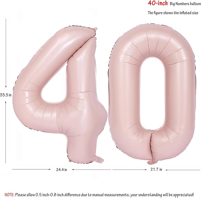 40 In Matte Pink Number Balloons Helium Foil Mylar Balloon Birthday Party banquet Decoration Digital 40