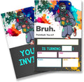 Paintball Birthday Invitation Supplies with Envelopes Set of 20 Bruh Teen Boy Party Invitation Fill in Blank, Double Sided