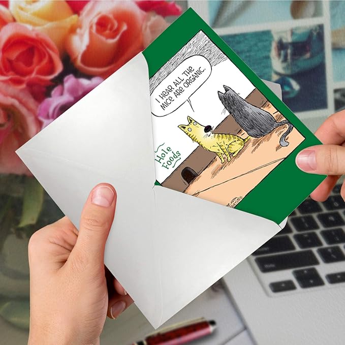 NobleWorks - 1 Humor Birthday Card with Envelope - Funny Cartoons for Birthday Greetings, Celebration Notecard - Hole Foods C2684BDG