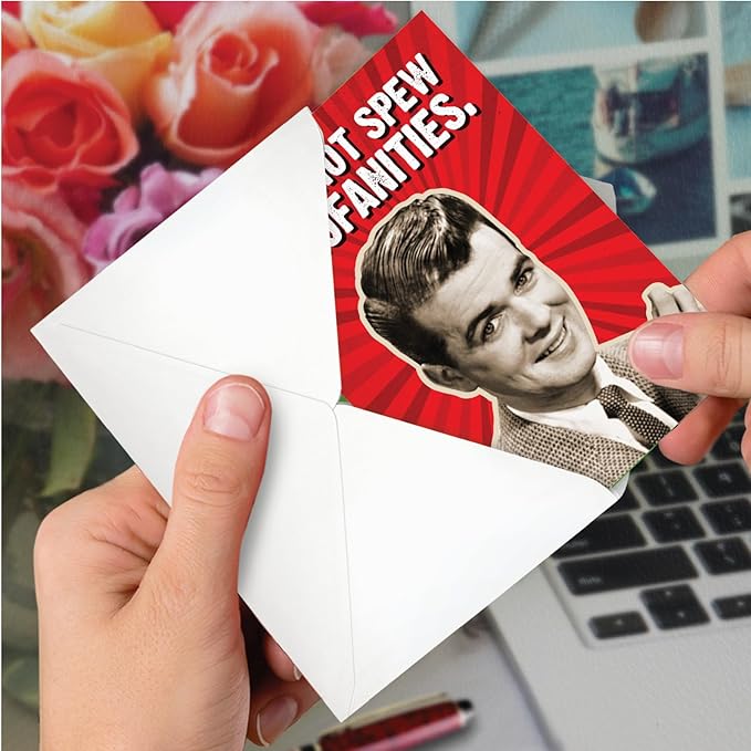NobleWorks Funny Birthday Greeting Card For Men, Husband, Him, with 5 x 7 Inch Envelope (1 Card) Gentleman Spew Profanities C8139BDG
