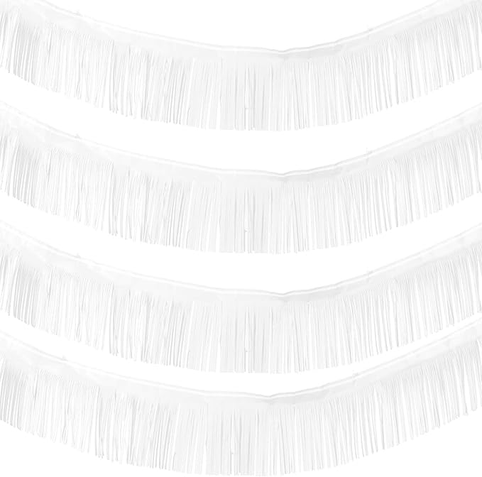 WILLBOND 4 Packs 40 Feet Fringe Garland Foil Fringe Garland Metallic Tinsel Foil St. Patrick's Day Hanging Banner for Wedding Birthday Parties Holiday Decorations Graduation