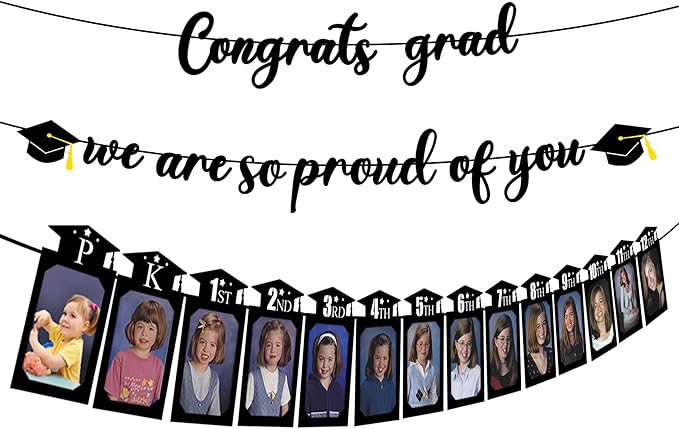 Congrats Grad We are So Proud of You,P-12th Grade Graduation Photo Banner Class of 2026 Graduation Party Decorations Supplies (5x7 in)