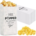 AIOMOB 50 Pcs He Popped the Question Popcorn Bags Engagement Party Favors Decorations Grease Resistant Popcorn Favor Bags for Engagement Party Bridal Shower Wedding Supplies