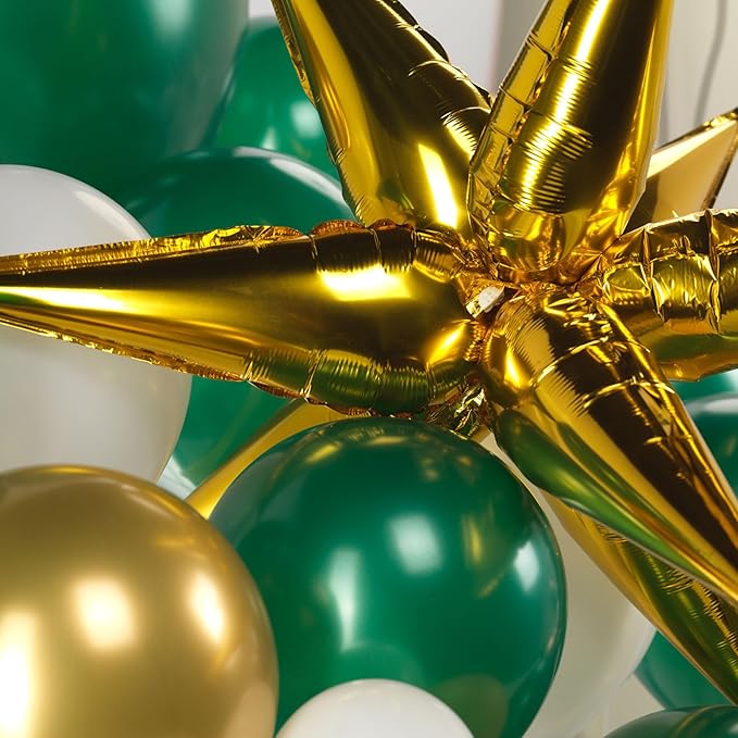Green Graduation Balloon Garland Arch Kit 115PCS with Graduation Star print Certificate Letter Mylar Foil Balloons for Graduate Class of 2026 Grad Prom party Decorations Supplies (Green Gold White)