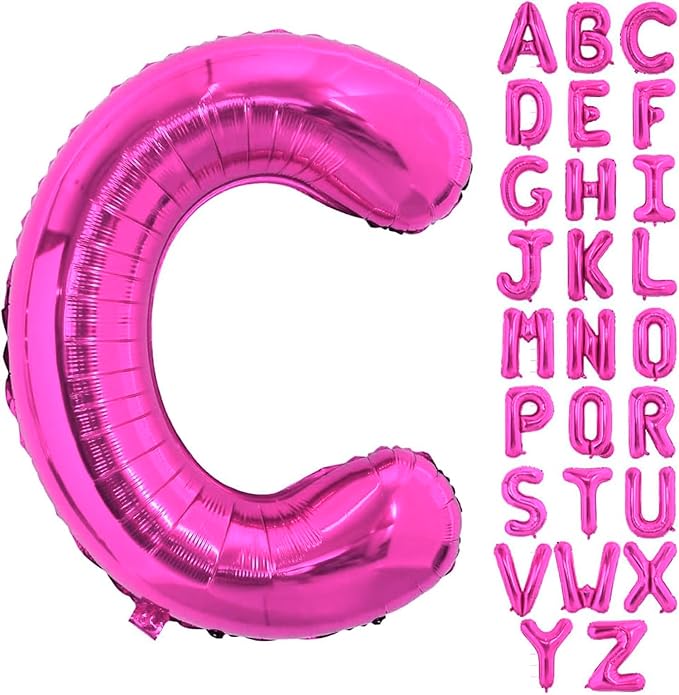 40 Inch Large Hot Pink Letter C Balloons Alphabet C Letter Balloons Foil Mylar Letter A Balloons for Birthday Party Anniversary New Year Graduation Wedding