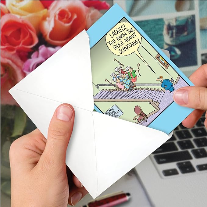 NobleWorks - 1 Funny Birthday Greeting Card w/ 5 x 7 Envelope For Women, Senior, Her - Bday Joyriding C8708BDG
