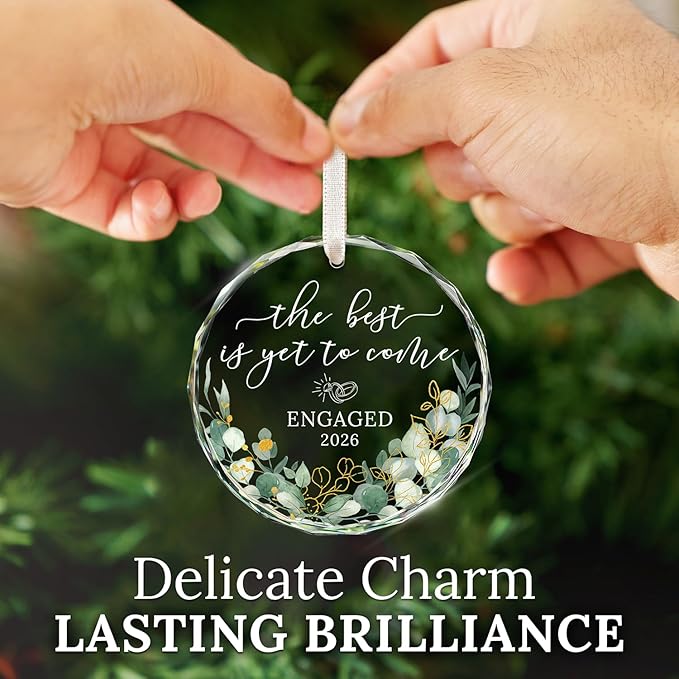 HEXMOZ Engagement Gifts for Couples - Engagement Gift for Women, Newly Engaged Couples, Her - Fiance Gifts for Women - Bride to Be Gift, Engaged Glass Ornament 2026 Party Decorations