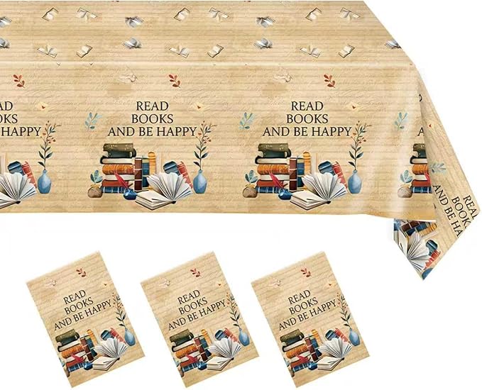 3 Pcs Book Themed Party Decorations Tablecloth,Disposable Book Club Birthday Party Supplies Tablecover,Washable Morden Style Table Cover for Dinner, Party, Picnic, Home Decor (107.8 * 53.9in)